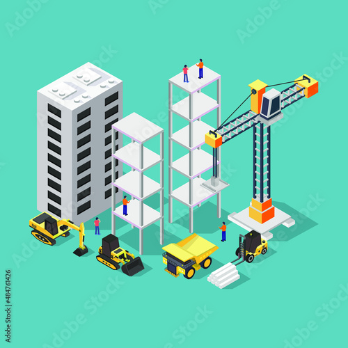 Building under construction isometric