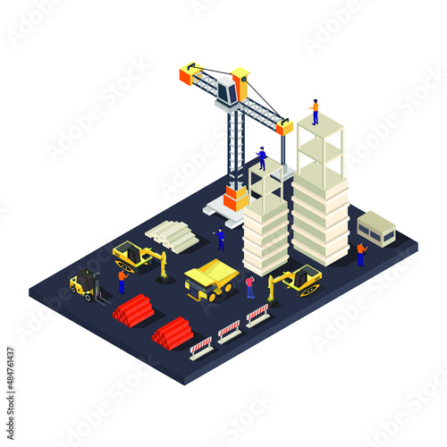 Building under construction isometric