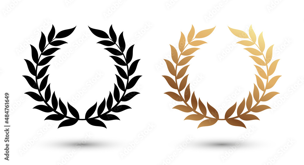 Vector Illustration Golden Laurel Wreath Icon Set