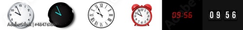 09:56 (AM and PM) or 21:56 time clock icons photo