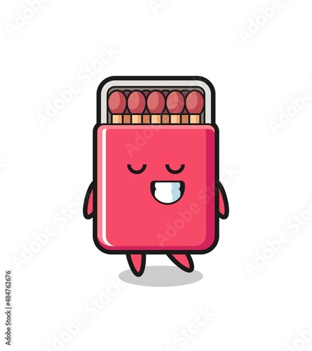 matches box cartoon illustration with a shy expression