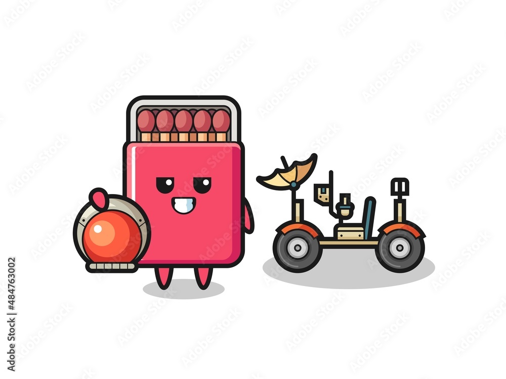 the cute matches box as astronaut with a lunar rover the cute matches box as astronaut with a lunar rover