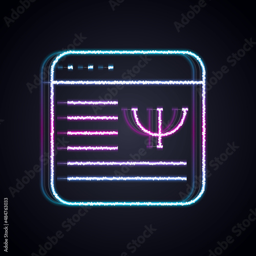 Glowing neon line Online psychological counseling distance icon isolated on black background. Psychotherapy, psychological help, psychiatrist online consulting. Vector