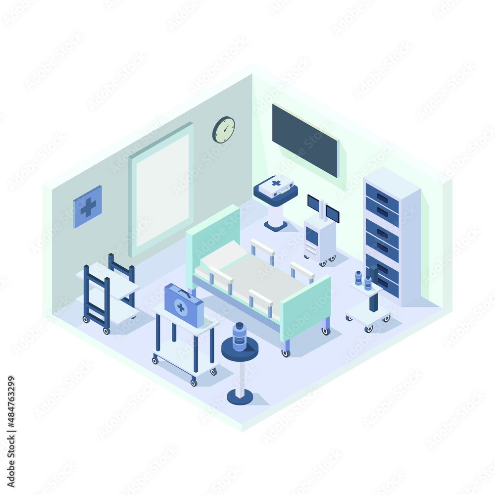 Isometric hospital room Isometric hospital room