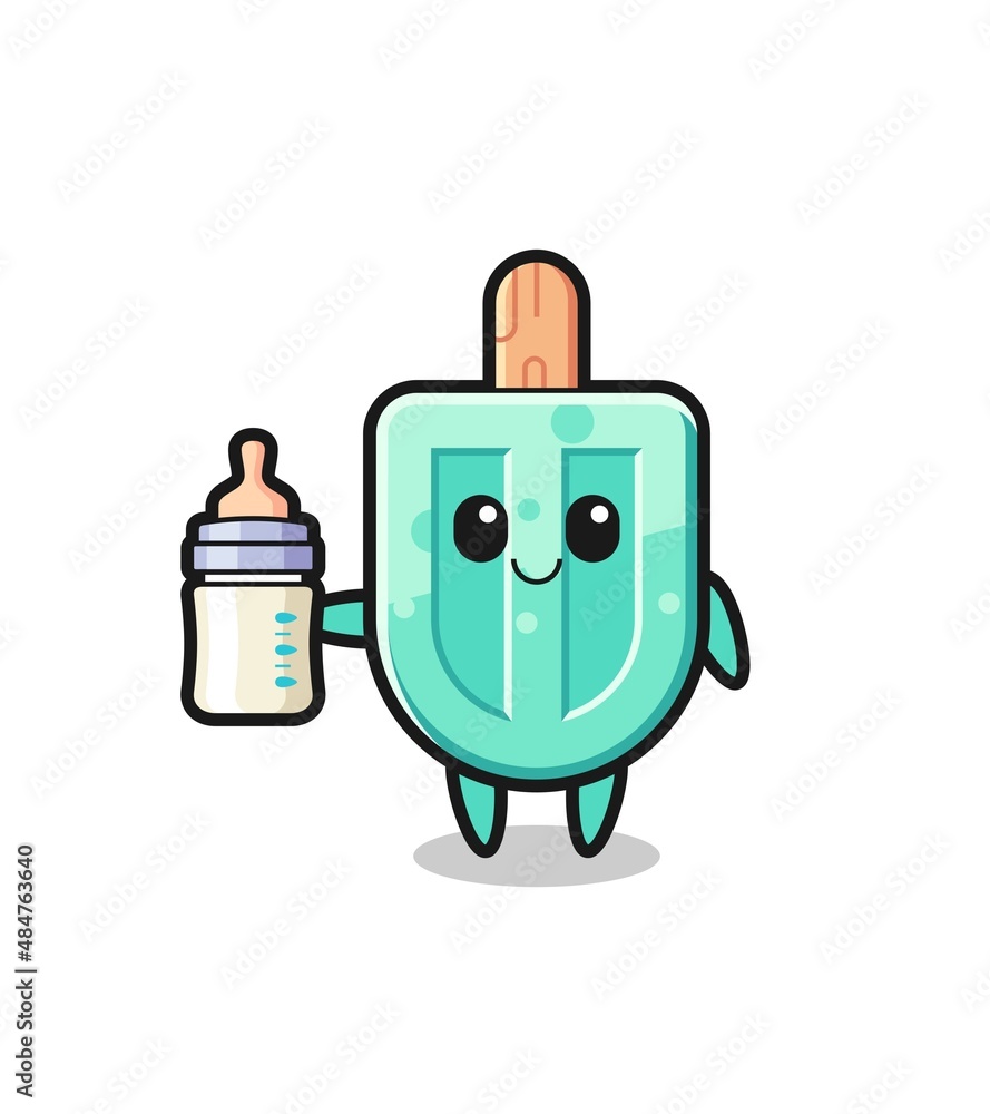Obraz premium baby popsicles cartoon character with milk bottle
