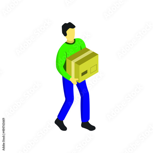 Boy with isometric box