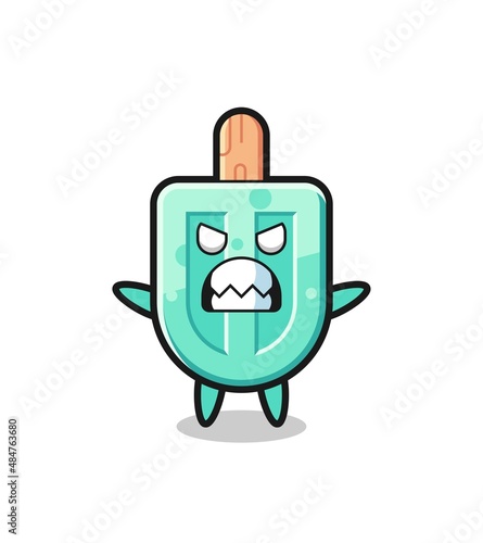 wrathful expression of the popsicles mascot character