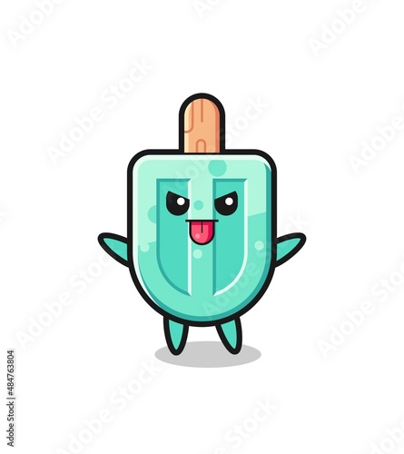 naughty popsicles character in mocking pose