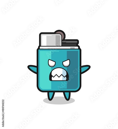 wrathful expression of the lighter mascot character
