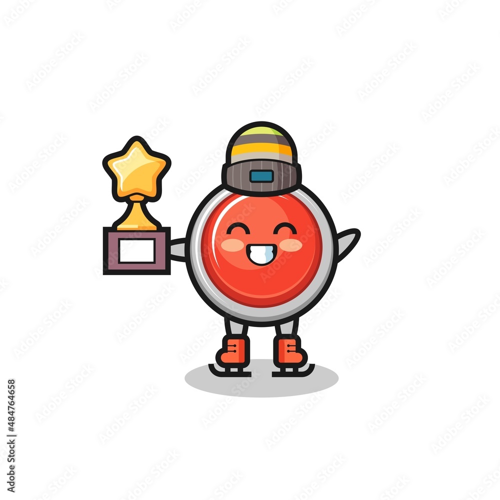 emergency panic button cartoon as an ice skating player hold winner trophy emergency panic button cartoon as an ice skating player hold winner trophy