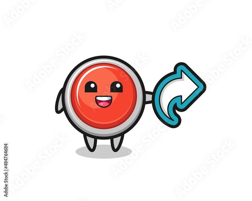 cute emergency panic button hold social media share symbol