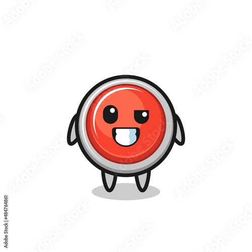 cute emergency panic button mascot with an optimistic face
