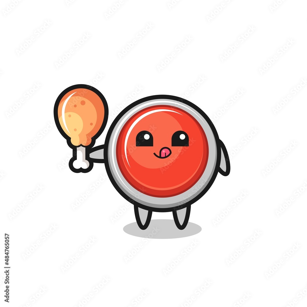 emergency panic button cute mascot is eating a fried chicken emergency panic button cute mascot is eating a fried chicken