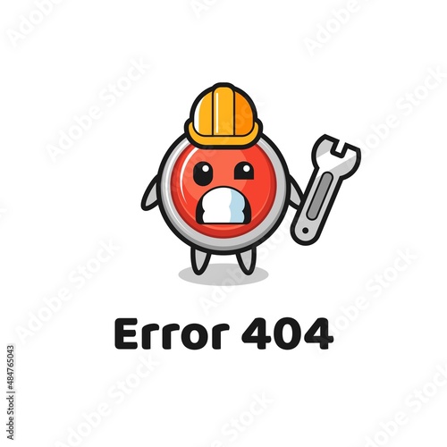 error 404 with the cute emergency panic button mascot