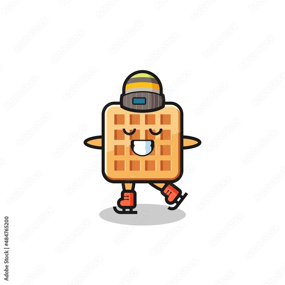 waffle cartoon as an ice skating player doing perform waffle cartoon as an ice skating player doing perform