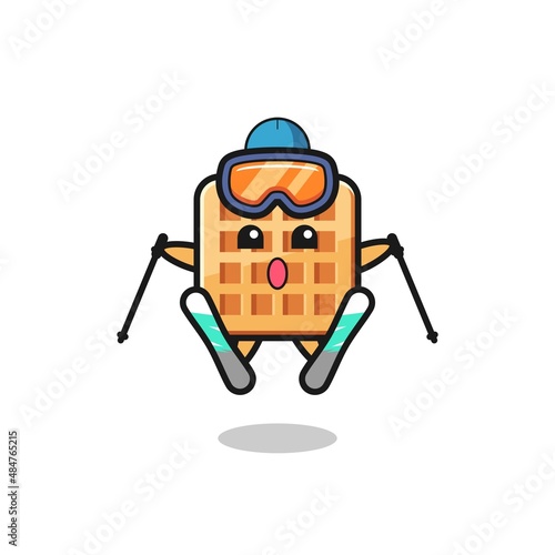 waffle mascot character as a ski player
