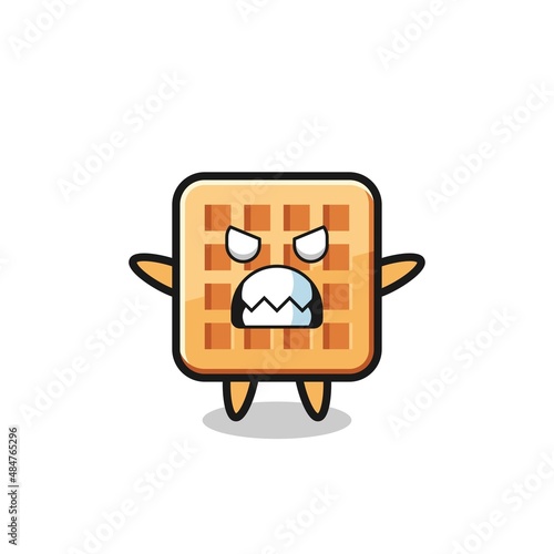 wrathful expression of the waffle mascot character