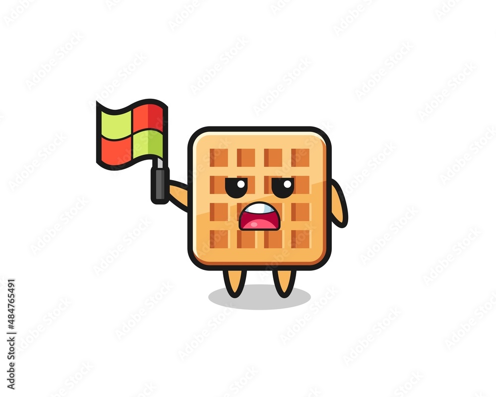 waffle character as line judge putting the flag up waffle character as line judge putting the flag up
