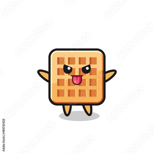 naughty waffle character in mocking pose