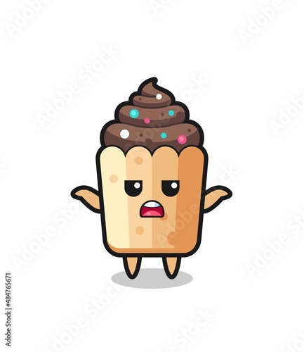 cupcake mascot character saying I do not know
