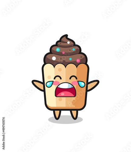 the illustration of crying cupcake cute baby
