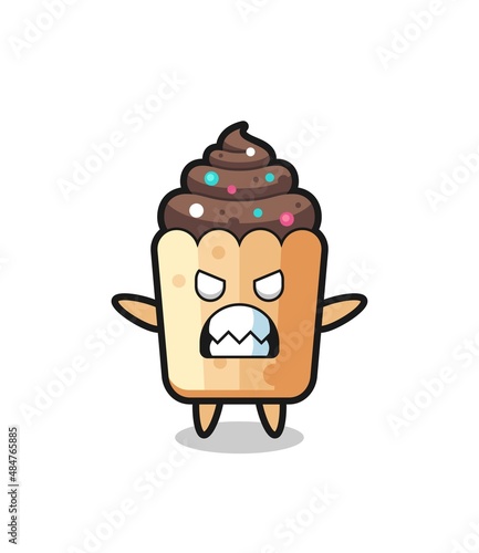 wrathful expression of the cupcake mascot character