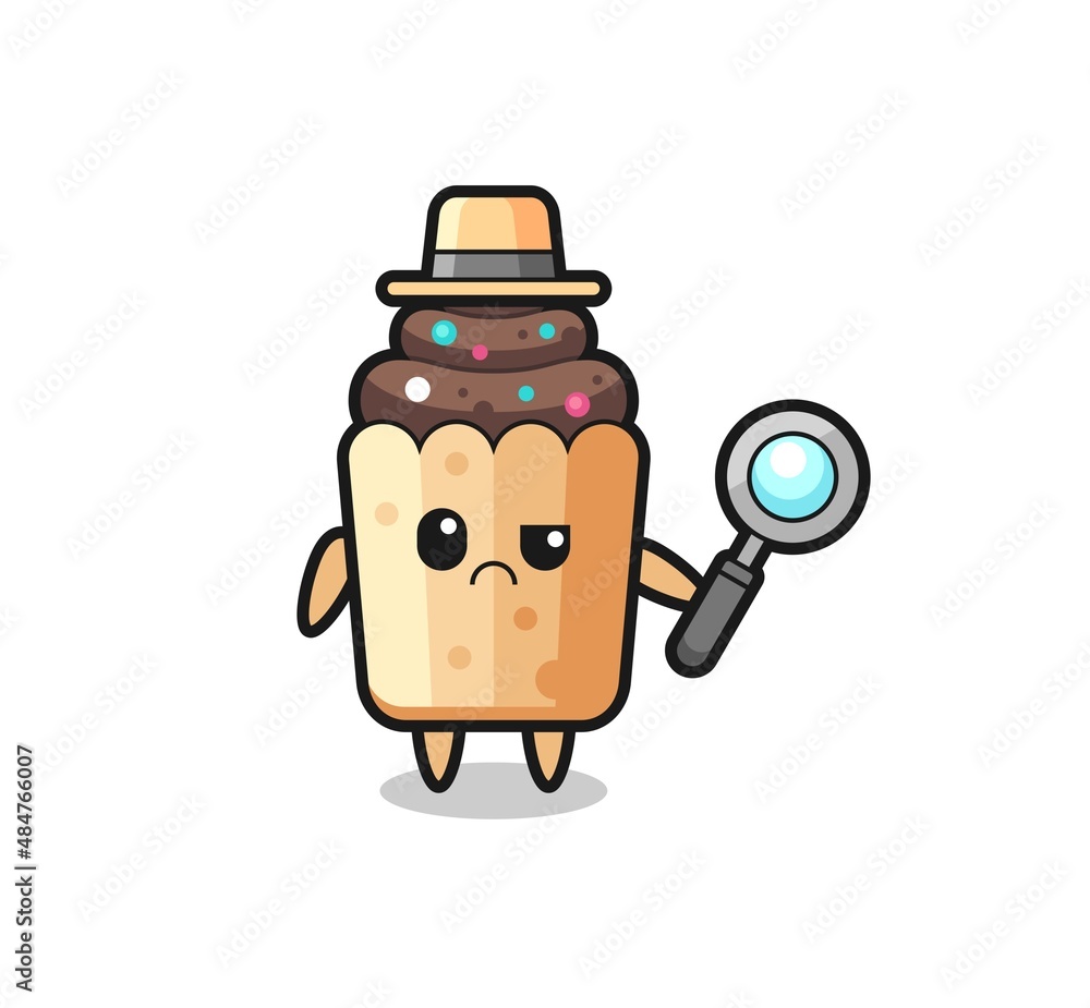 the mascot of cute cupcake as a detective the mascot of cute cupcake as a detective
