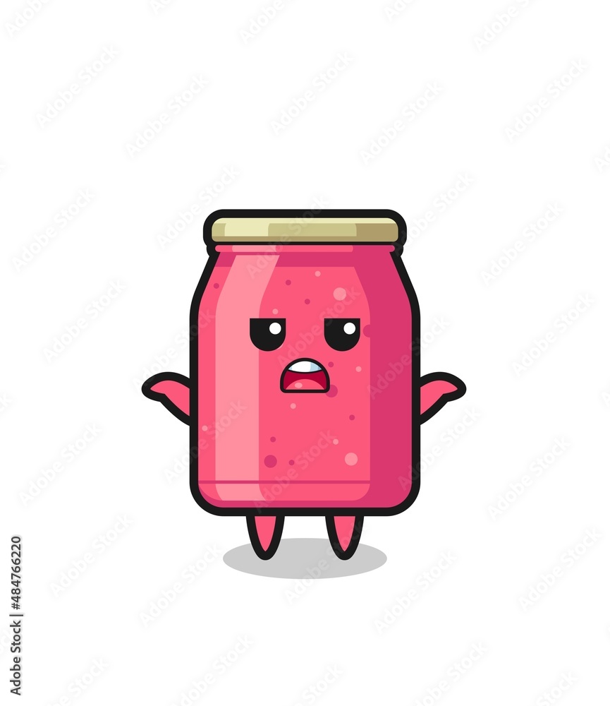 strawberry jam mascot character saying I do not know