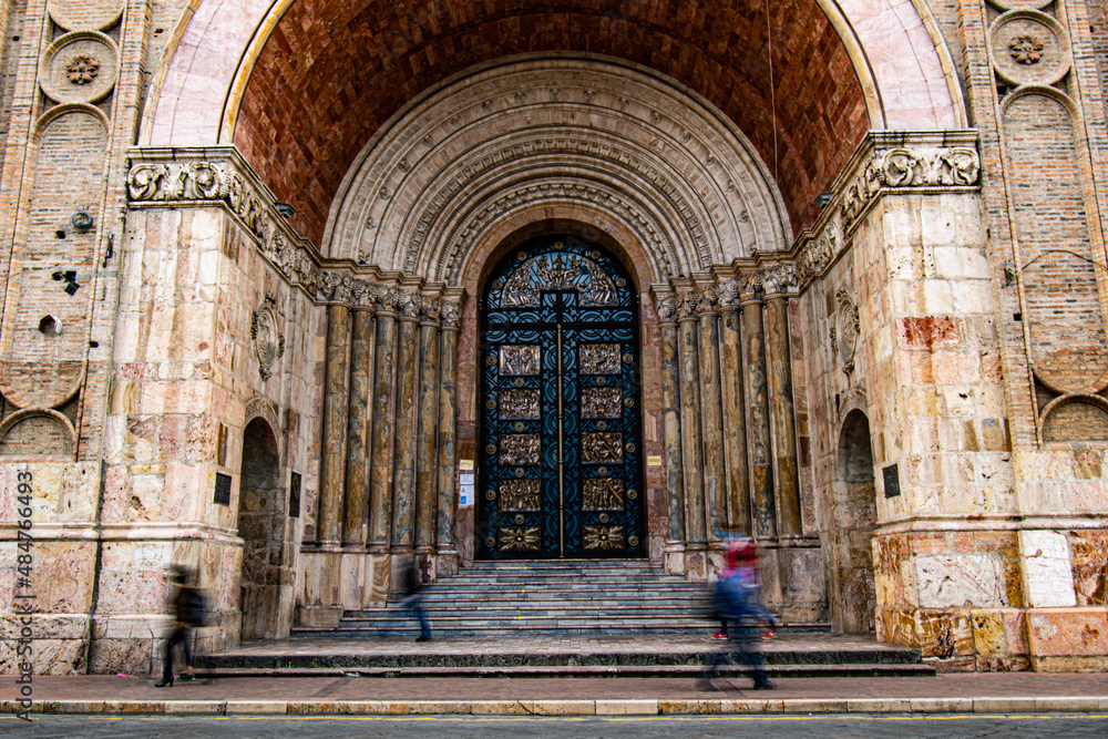 wide angule of church doors