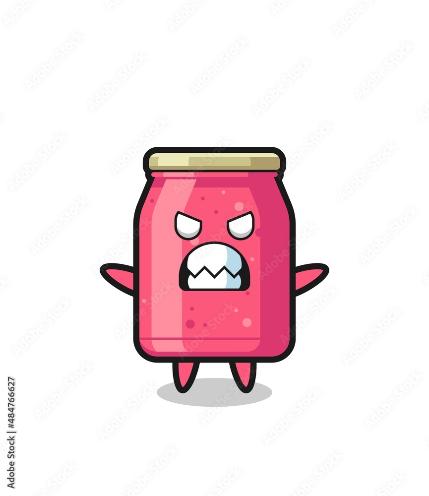 wrathful expression of the strawberry jam mascot character