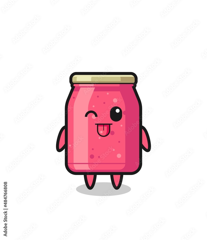cute strawberry jam character in sweet expression while sticking out her tongue cute strawberry jam character in sweet expression while sticking out her tongue