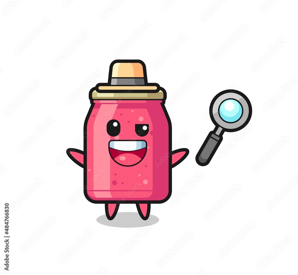 illustration of the strawberry jam mascot as a detective who manages to solve a case illustration of the strawberry jam mascot as a detective who manages to solve a case