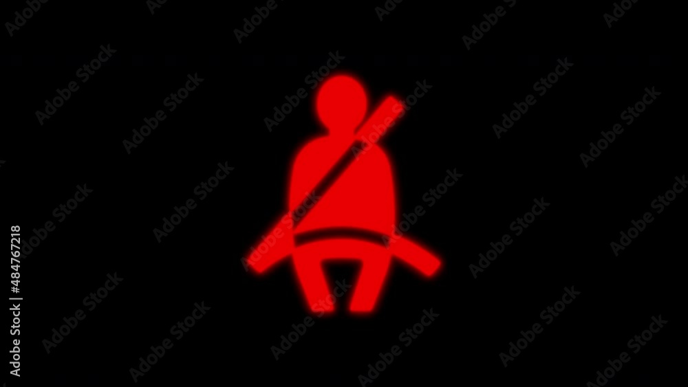 Blinking Red Icon fasten seat belts in the car loop animation footage