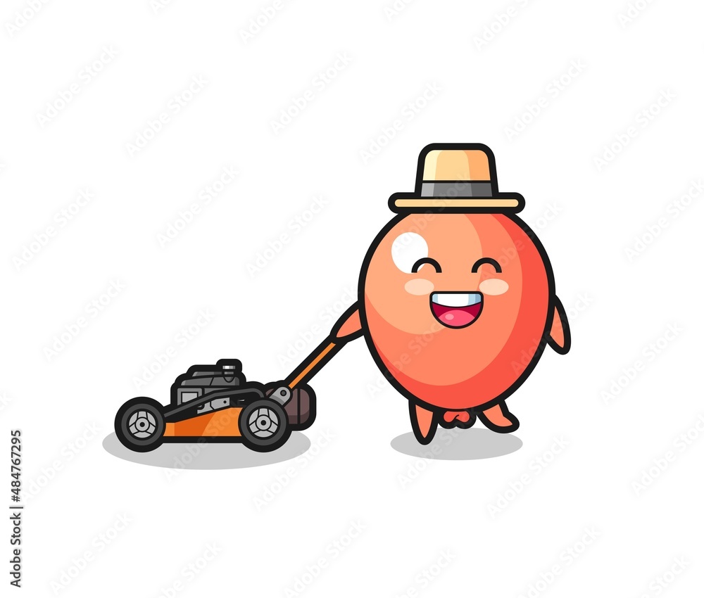 illustration of the balloon character using lawn mower illustration of the balloon character using lawn mower