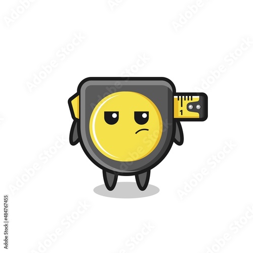 cute tape measure character with suspicious expression