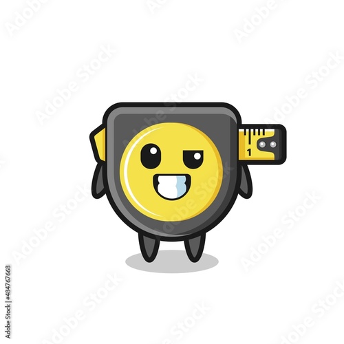 cute tape measure mascot with an optimistic face