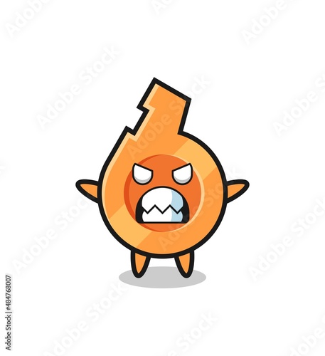 wrathful expression of the whistle mascot character