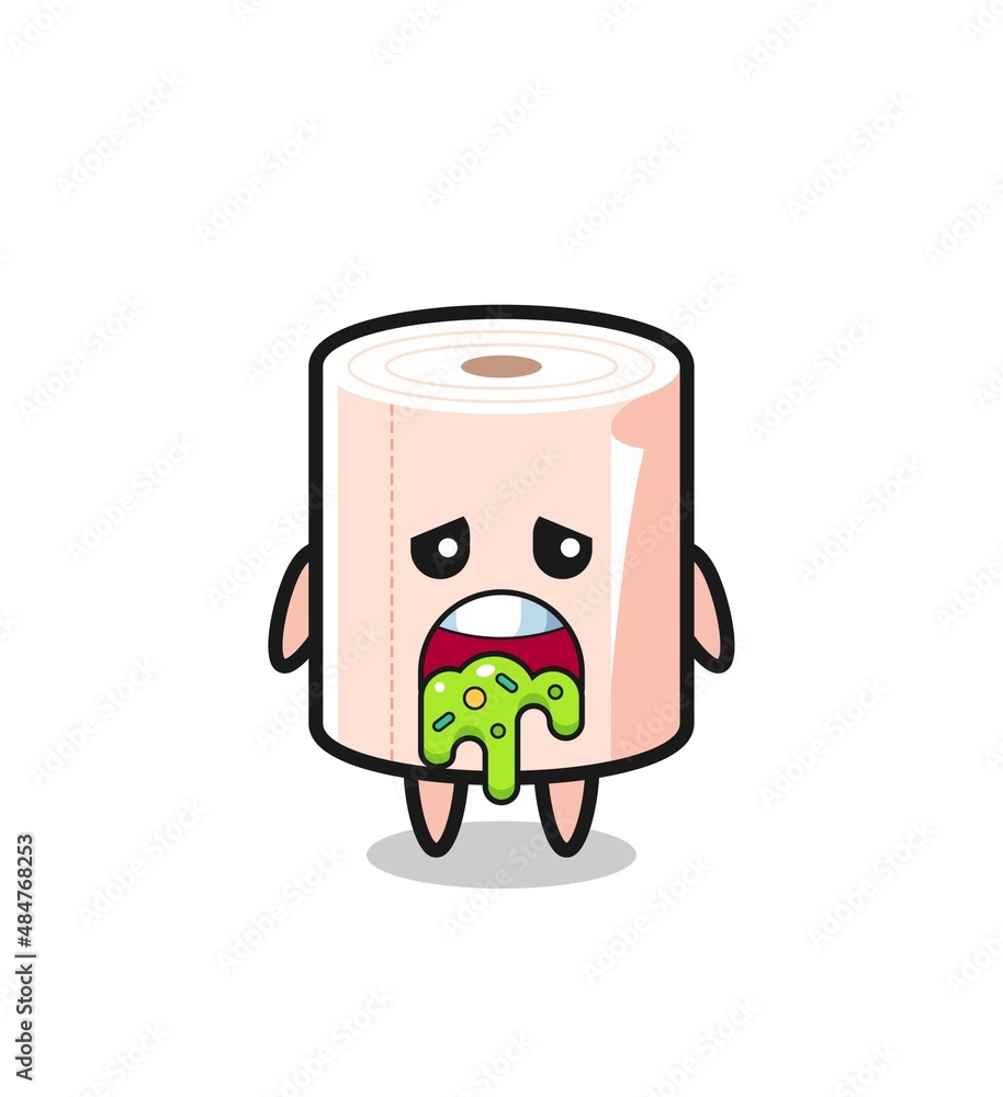 the cute tissue roll character with puke the cute tissue roll character with puke