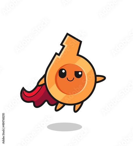 cute whistle superhero character is flying