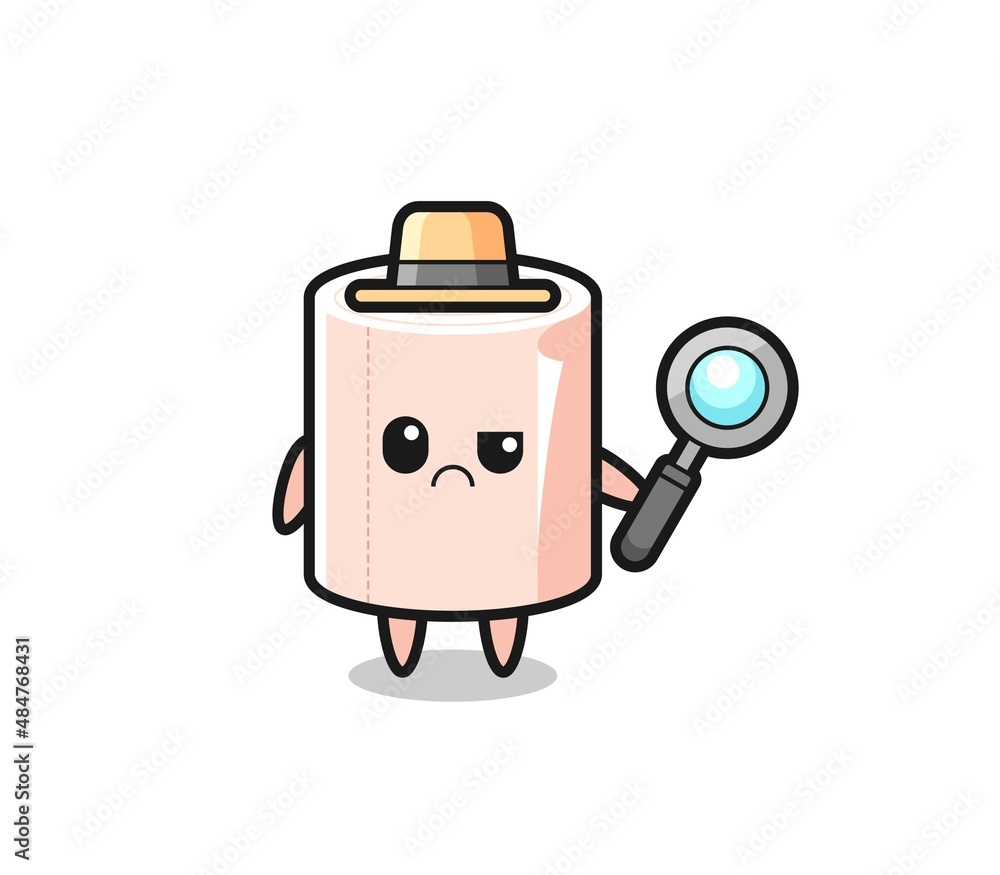 the mascot of cute tissue roll as a detective the mascot of cute tissue roll as a detective