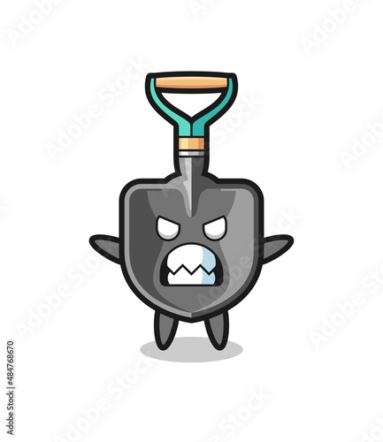 wrathful expression of the shovel mascot character