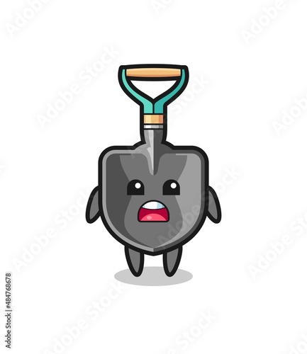 shovel illustration with apologizing expression, saying I am sorry