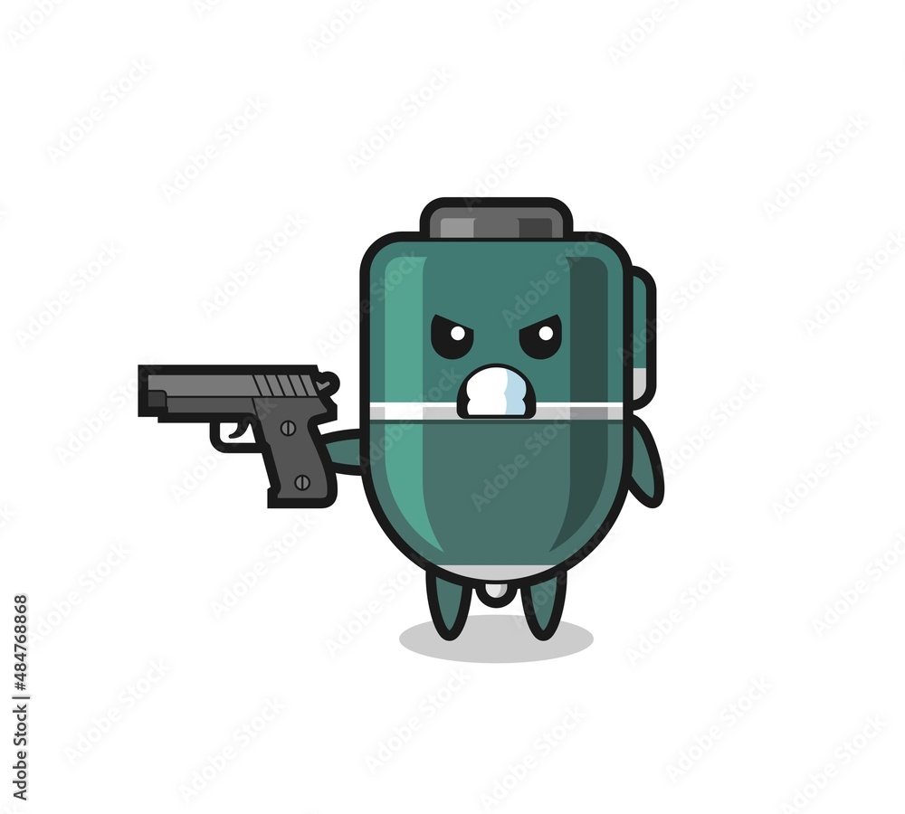 the cute ballpoint character shoot with a gun the cute ballpoint character shoot with a gun