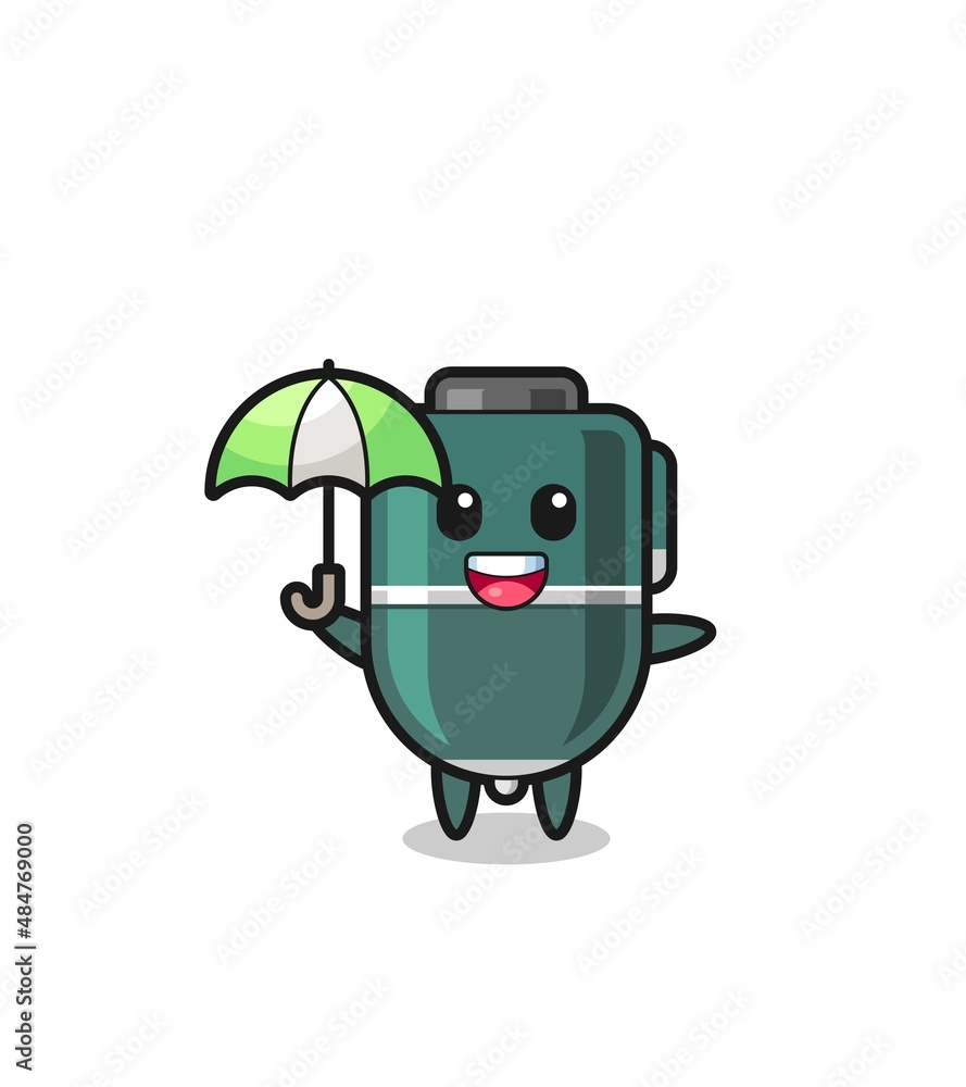 cute ballpoint illustration holding an umbrella