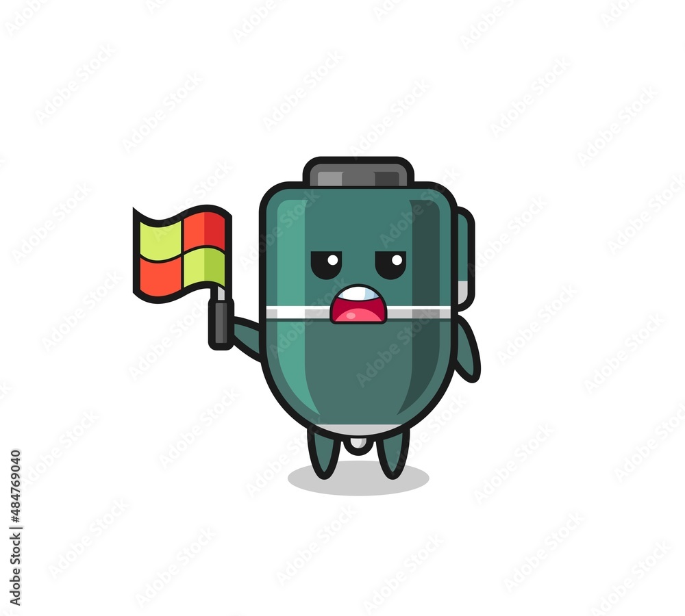 ballpoint character as line judge putting the flag up ballpoint character as line judge putting the flag up