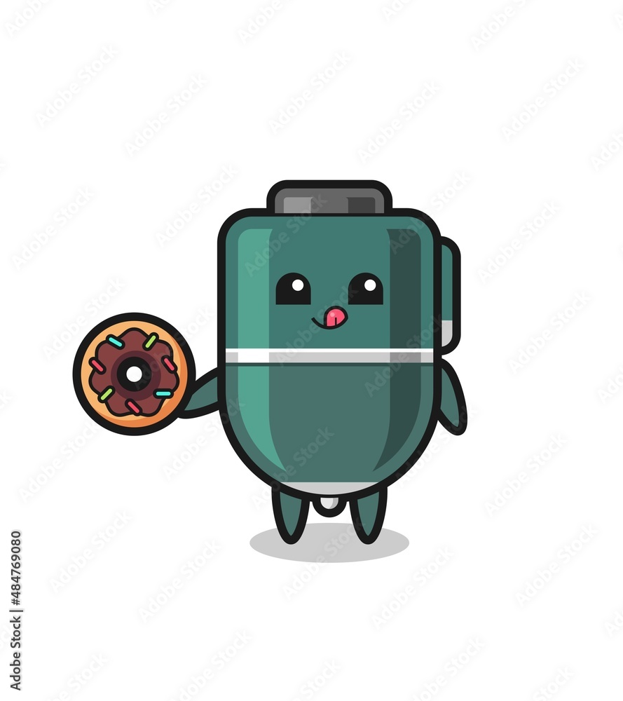 illustration of an ballpoint character eating a doughnut illustration of an ballpoint character eating a doughnut