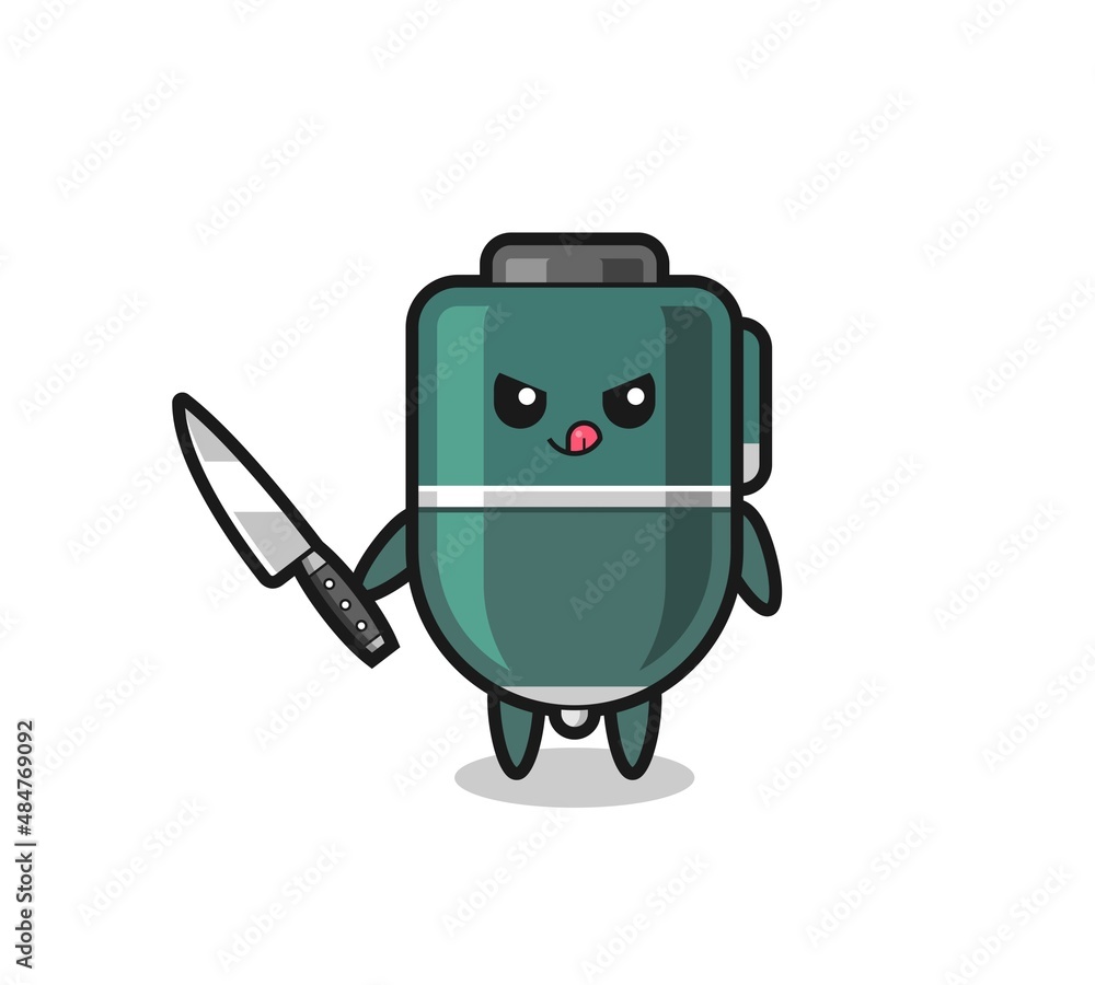 cute ballpoint mascot as a psychopath holding a knife cute ballpoint mascot as a psychopath holding a knife