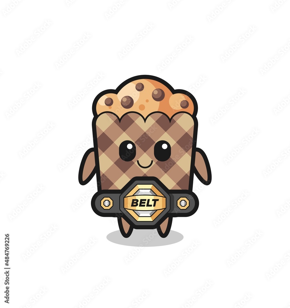Fototapeta premium the MMA fighter muffin mascot with a belt