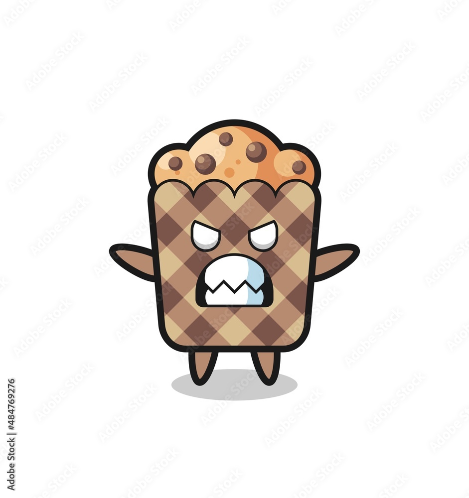 wrathful expression of the muffin mascot character wrathful expression of the muffin mascot character