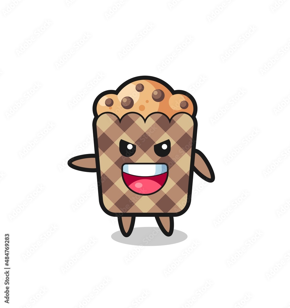 Naklejka premium muffin cartoon with very excited pose